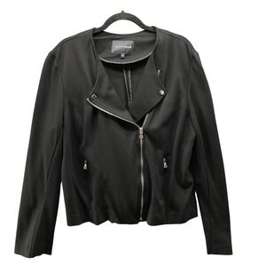 Alice Hope Knit Moto Jacket Womens XL Black Zip Stretch Ponte Zip Pockets
